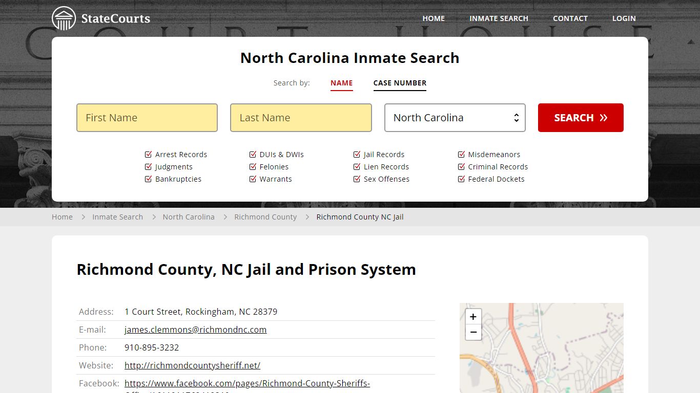 Richmond County NC Jail Inmate Records Search, North Carolina - StateCourts
